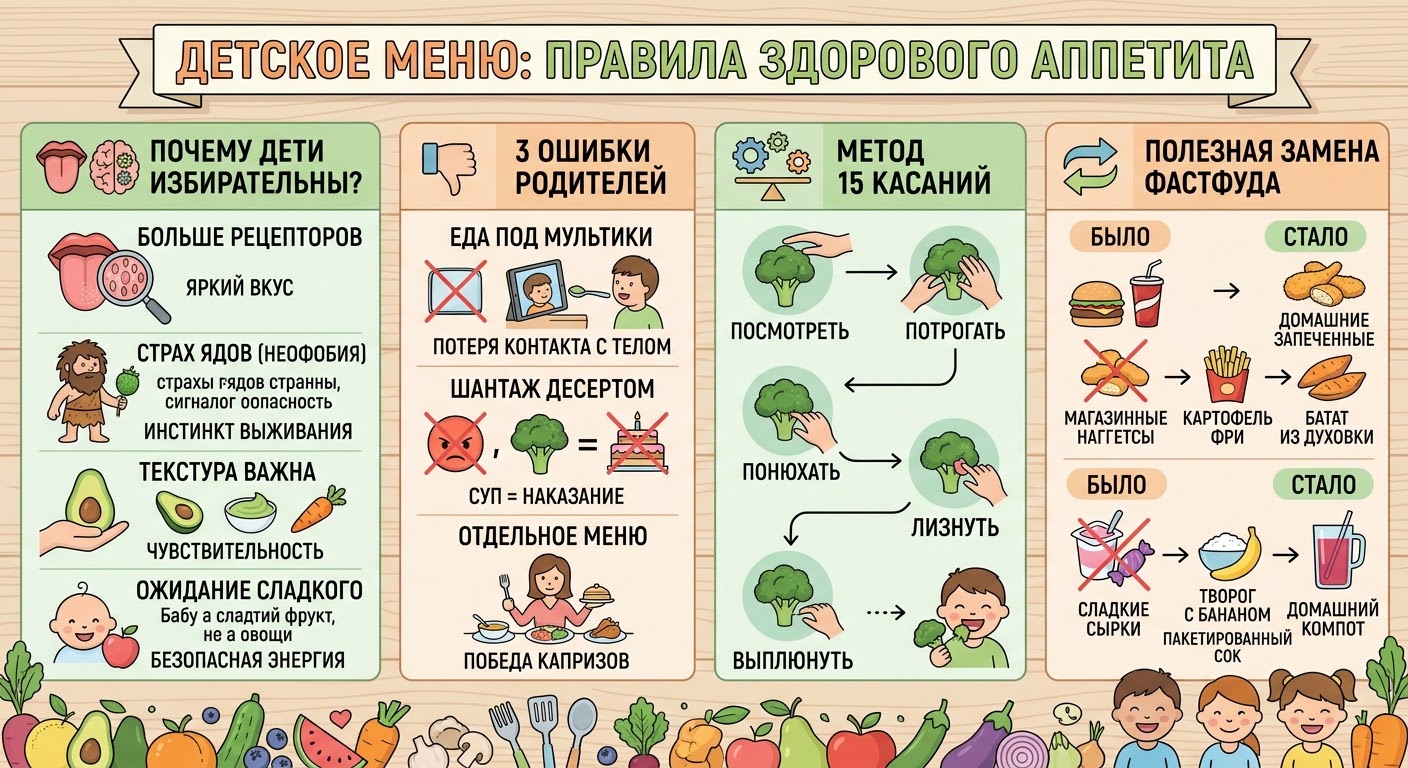 Загадка «белой диеты»: Почему дети отказываются от овощей и как победить избирательный аппетит